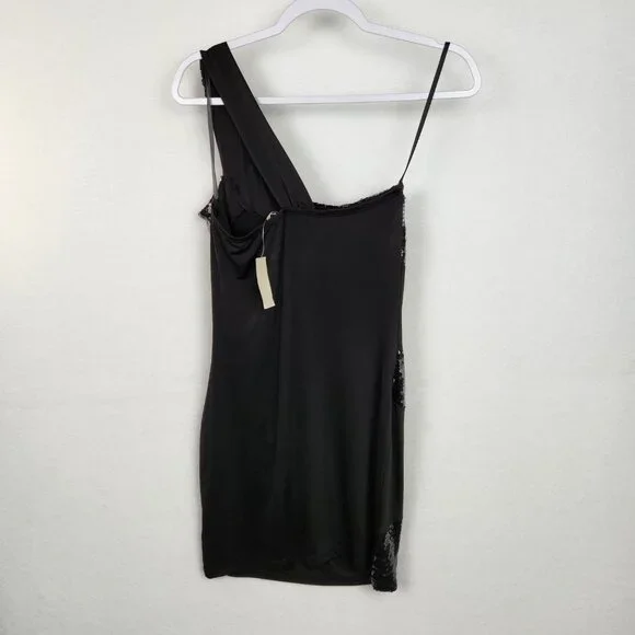 Arden B Womens One Shoulder Sequin Dress Size L Black NWT - Picture 2 of 7